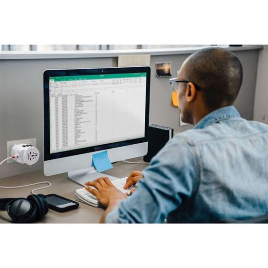 SKROSS cestovní adaptér PRO Light USB AC45PD - World, UK+USA+AUS/CN, univerzální, uzemněný, USB A+C 45W