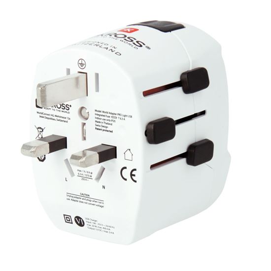 SKROSS cestovní adaptér PRO Light USB 2A - World, UK+USA+AUS/CN, univerzální, uzemněný, 2x USB-A 12W