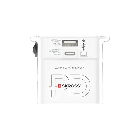 SKROSS Cestovní adaptér MUV USB AC30PD, univerzální, neuzemněný, USB A+C 30W