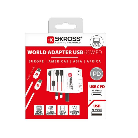 SKROSS cestovní adaptér MUV USB AC65PD, univerzální, neuzemněný, USB A+C 65W