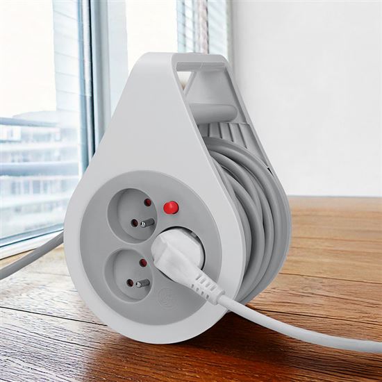 Solight prodlužovací přívod na bubnu 10m, 3 zásuvky, šedý kabel, 3x 1,0mm2