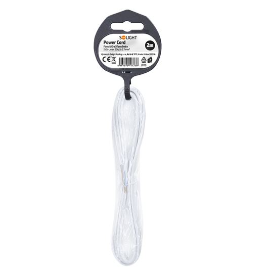 Solight flexo šňůra, 2x 0,75mm2, bílá, plochá, 2m