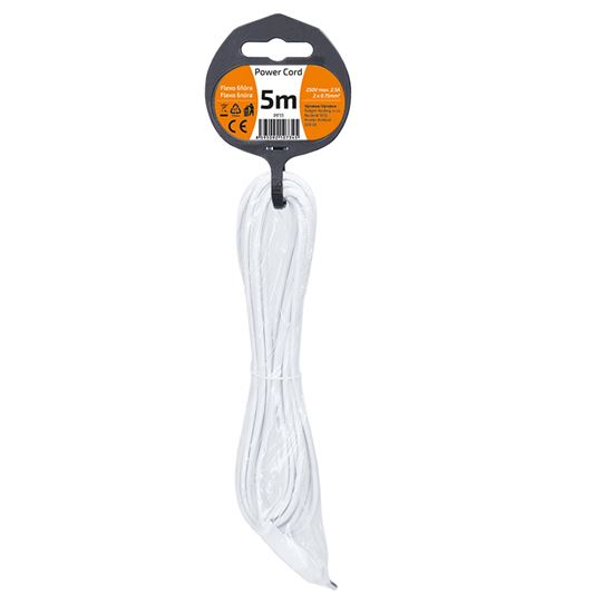Solight flexo šňůra, 2x 0,75mm2, bílá, plochá, 5m