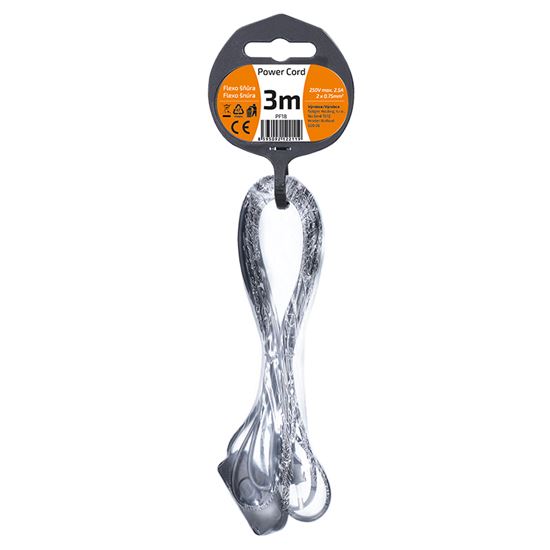 Solight flexo šňůra, 2x 0,75mm2, černá, plochá, vypínač, 3m