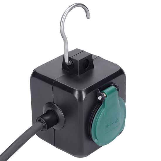 Solight prodlužovací přívod kostka 5m, 3 zásuvky IP44, 3 x 1.5mm2, kabel guma H05RR-F