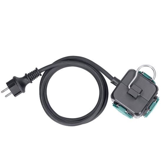 Solight prodlužovací přívod kostka 5m, 3 zásuvky IP44, 3 x 1.5mm2, kabel guma H05RR-F