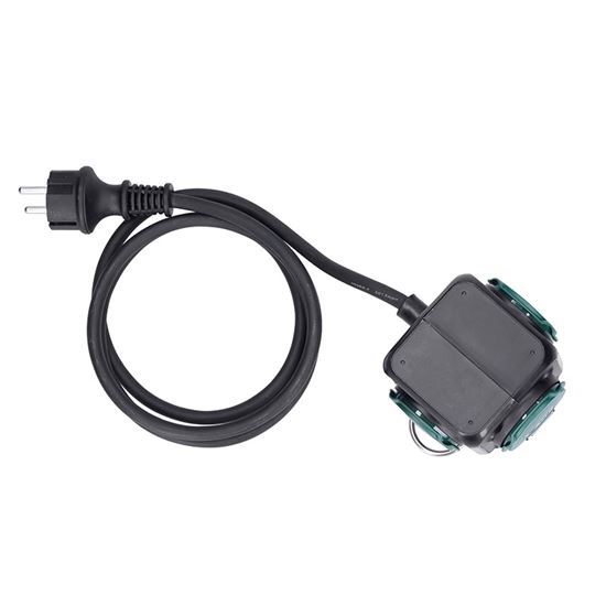 Solight prodlužovací přívod kostka 5m, 3 zásuvky IP44, 3 x 1.5mm2, kabel guma H05RR-F