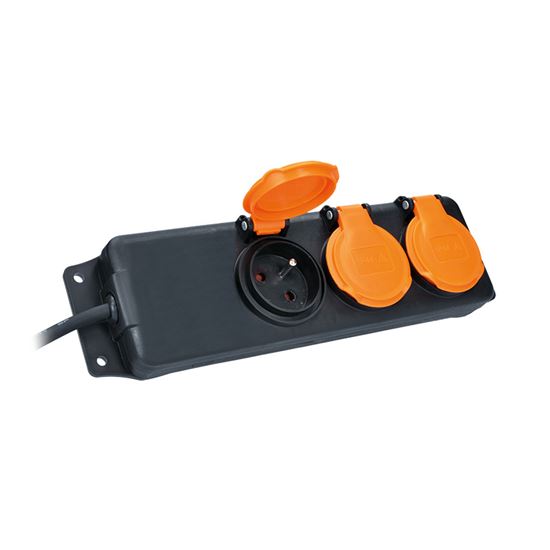Solight prodlužovací přívod 5m, 3 zásuvky IP44, 3 x 2.5mm2, kabel guma-neopren H07RN-F