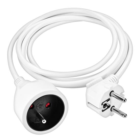 Solight prodlužovací přívod - spojka, 1 zásuvka, 1,5m, 3 x 1mm2, bílá