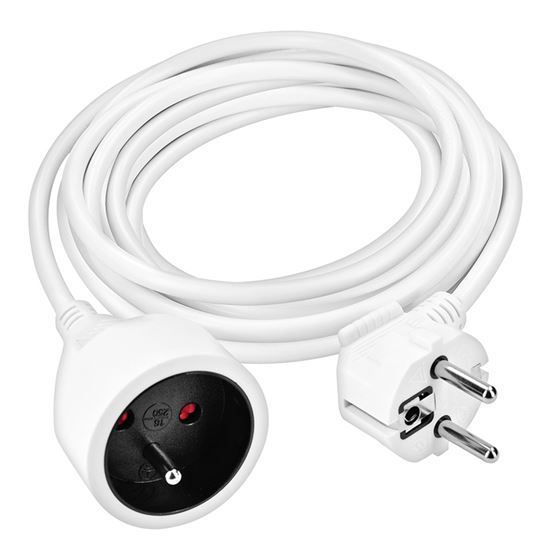Solight prodlužovací přívod 5m, 1 zásuvka, 16A/3680W, PVC, bílý