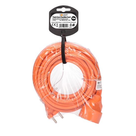 Solight 1z pohyblivý přívod - spojka, 10m, 2 x 1,5mm2, oranžová