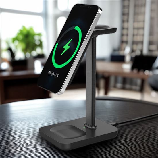 Solight stolní nabíječka 3v1, Qi2, MagSafe kompatibilní