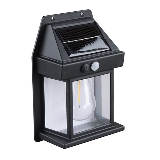 Solight LED solární lucerna nástěnná, teplá bílá, 12x17cm, černá