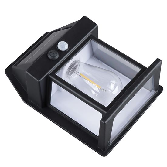 Solight LED solární lucerna nástěnná, teplá bílá, 12x17cm, černá