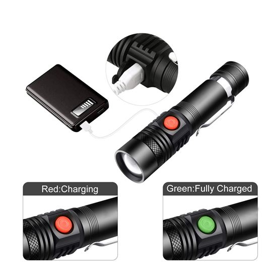 Solight LED nabíjecí svítilna s cyklo držákem, 400lm, zoom, Li-Ion