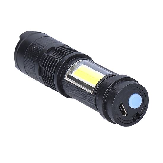 Solight LED nabíjecí kapesní svítilna se zoomem, 100lm + 70lm, Li-Ion, USB, černá