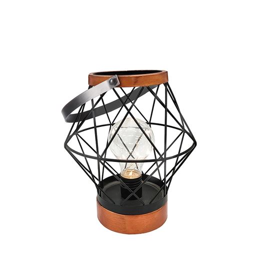 Solight kovová lucerna se žárovkou s micro LED, teplá bílá, 3xAA, 20cm
