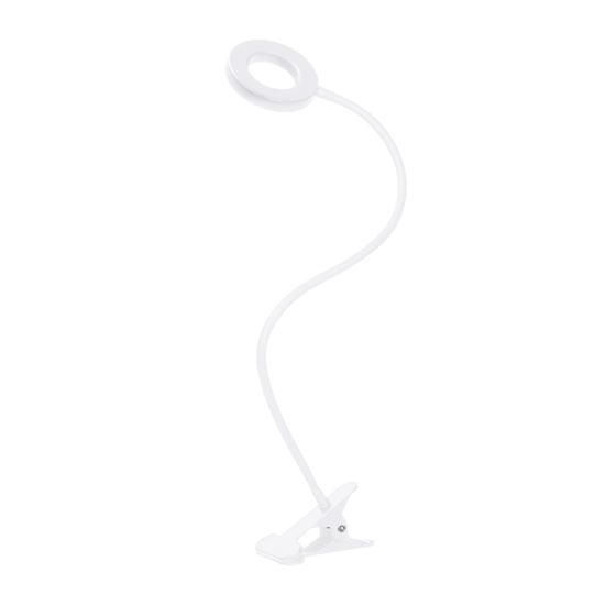 Solight LED stmívatelná stolní lampička s klipem bílá, 300lm, nastavitelná teplota světla, USB