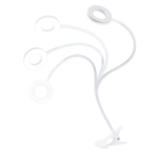 Solight LED stmívatelná stolní lampička s klipem bílá, 300lm, nastavitelná teplota světla, USB