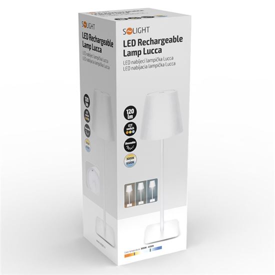 Solight LED nabíjecí lampička Lucca, 120lm, změna CCT, stmívání, bílá