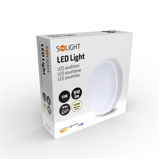 Solight LED venkovní osvětlení kulaté, 13W, 910lm, 4000K, IP54, 17cm