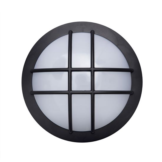 Solight LED venkovní osvětlení kulaté s mřížkou, 13W, 910lm, 4000K, IP65, 17cm, černá