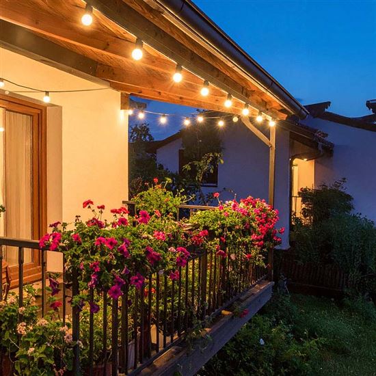 Solight LED venkovní řetěz s žárovkami, 10 žárovek, 5m+3m, 500lm, teplá bílá
