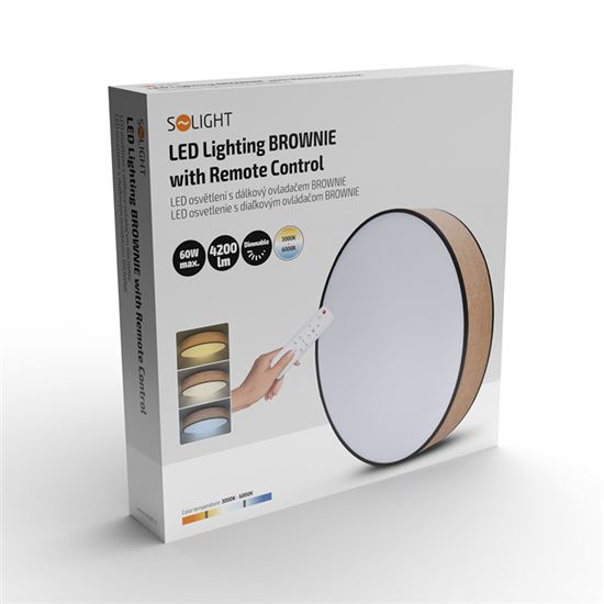 Solight LED osvětlení s dálkovým ovladačem Brownie, 60W, 4200lm, 50cm, změna chromatičnosti, stmívatelné