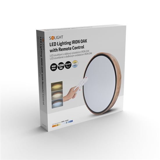 Solight LED osvětlení s dálkovým ovladačem Iron Oak, 60W, 4200lm, 51cm, změna chromatičnosti, stmívatelné