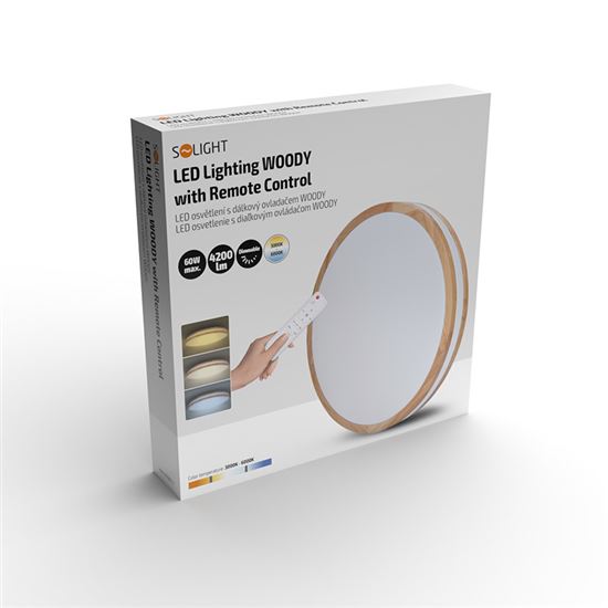 Solight LED osvětlení s dálkovým ovladačem Woody, 60W, 4200lm, 50cm, změna chromatičnosti, stmívatelné