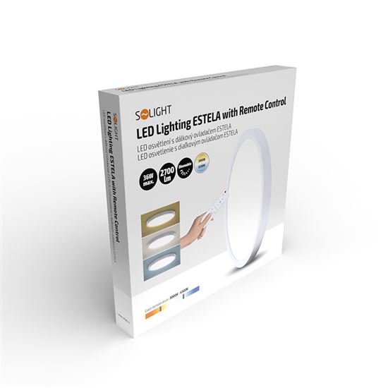 Solight LED osvětlení s dálkovým ovladačem Estela White, 36W, 2700lm, 30cm, změna chromatičnosti, stmívatelné