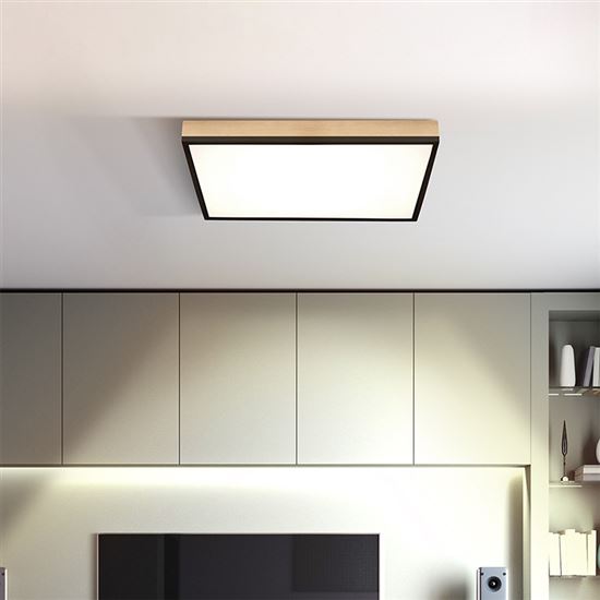 Solight LED stropní osvětlení s dálkovým ovládáním, čtvercové, dekor dřeva, 3000lm, 40W, 45x45cm