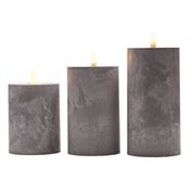 Solight sada LED svíček s časovačem, 3x svíčka, 10/13/15cm, šedá, 2xAA