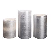 Solight sada LED svíček, 3x svíčka, 10/13/16cm, stříbrná barva, 3x AAA