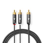 Nedis stereo audio kabel, RCA konektor - 2x RCA konektor, pozlacené, 3m