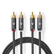 Nedis stereo audio kabel, 2x RCA konektor - 2x RCA konektor, pozlacené, 2m