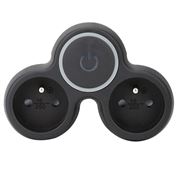 Solight rozbočka, 2x 10A, černá, vypínač