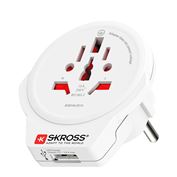 SKROSS cestovní adaptér Europe USB pro cizince v ČR, USB-A 12W, typ E/F
