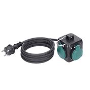 Solight prodlužovací přívod kostka 5m, 3 zásuvky IP44, 3 x 1.5mm2, kabel guma H05RR-F