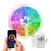 Solight wifi Smart LED světelný pás, RGB, 5m, sada s adaptérem a dálkovým ovladačem