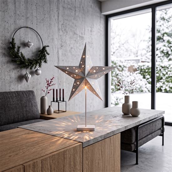 Solight LED vánoční hvězda stolní, 10x LED, 3x AA, stříbrná