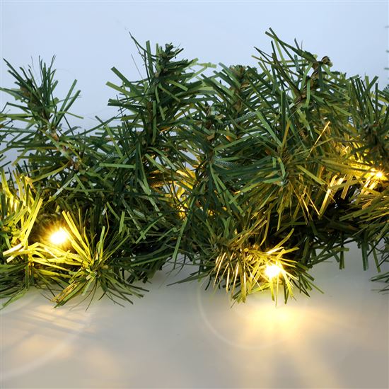 Solight LED vánoční girlanda s jehličím, 3m, 48x LED, časovač, 3xAA, IP44