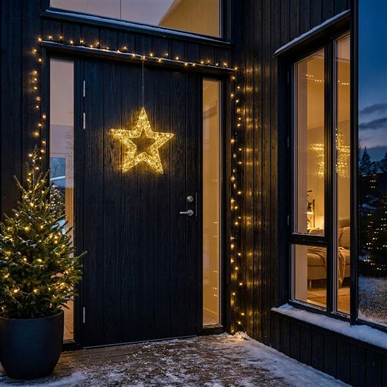 Solight LED vánoční hvězda 3D, 150 LED, 60cm, IP44, teplá bílá, časovač