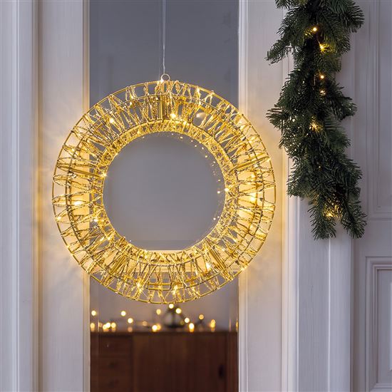 Solight LED vánoční věnec 3D, 150 LED, 50cm, IP44, teplá bílá, časovač