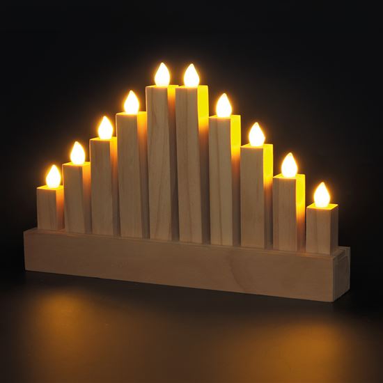 Solight dřevěný LED svícen, 10x LED, 25cm, 2x AA