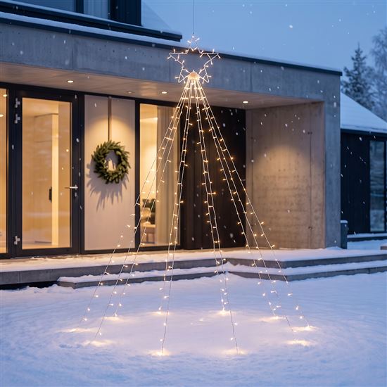 Solight LED řetěz s hvězdou na vánoční strom, výška 2,1m, 212 LED, IP44