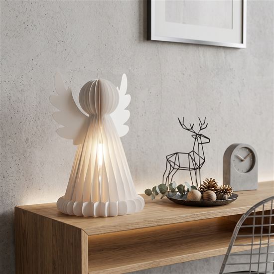 Solight anděl s LED osvětlením a časovačem, 37cm, 3xAA