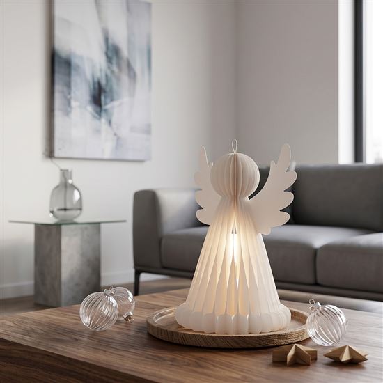 Solight anděl s LED osvětlením a časovačem, 37cm, 3xAA