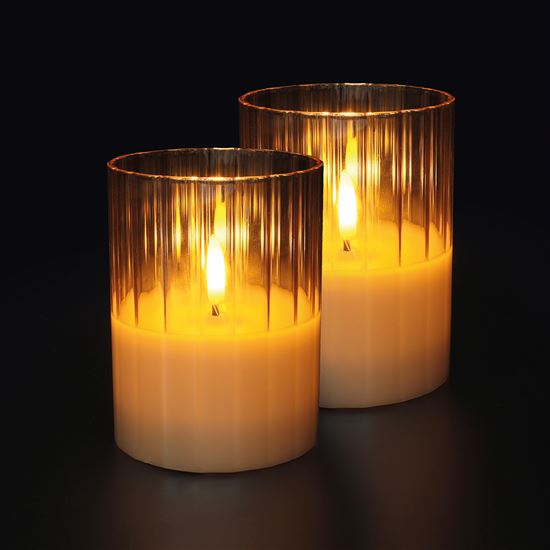 Solight sada 2x LED skleněné svíčky, časovač, 7,5x10cm, 2x AA