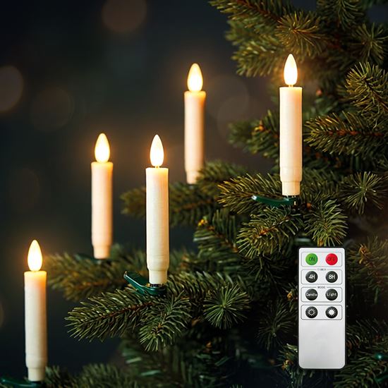 Solight sada LED svíček na vánoční stromek, 10x svíčka, dálkové ovládání, časovač, 1xAAA
